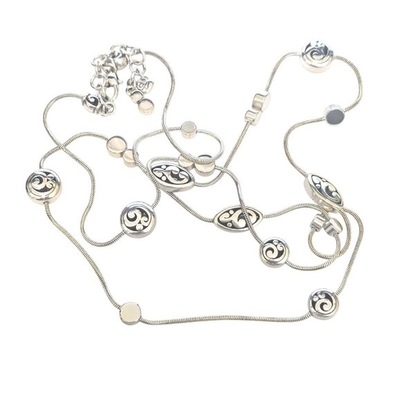 Brighton Silver Plated Contempo Scroll 38" Long Necklace - Picture 1 of 4